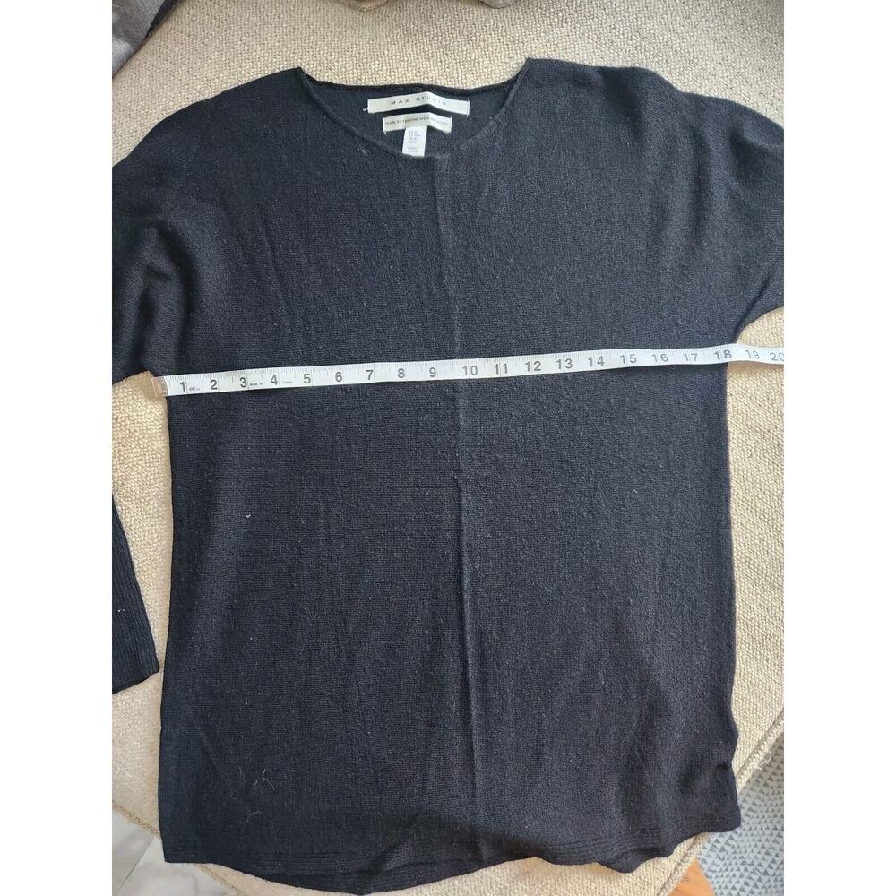 MAX STUDIO Pullover Sweater Womens M 100% Extra Fine Merino Wool Knit Top Black - Picture 6 of 8